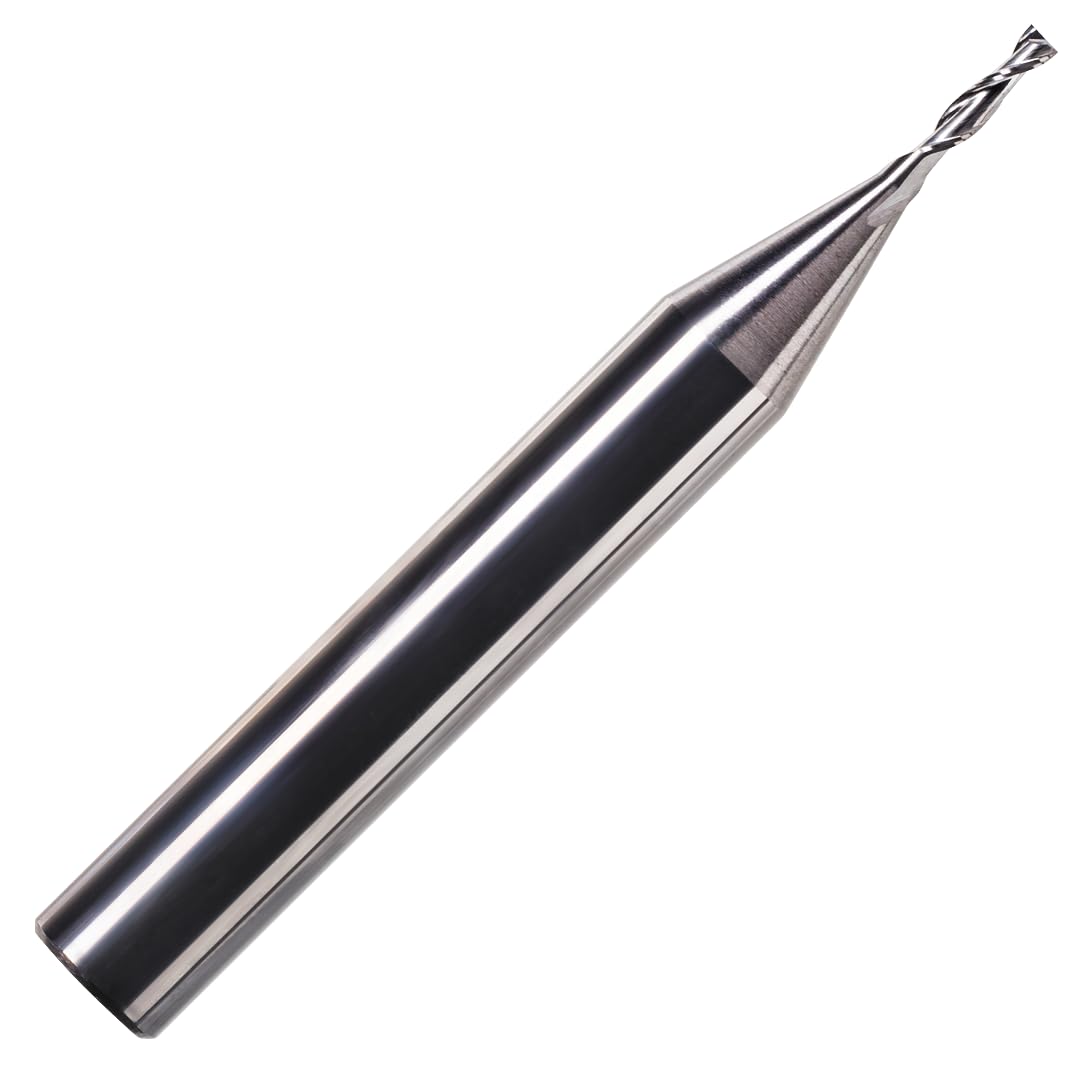 1mm x 3mm Flute x 1/4" Shank Solid Carbide Spiral 2 Flute Up Cut Router Bit for Wood, Hard Wood, PVC & Acrylic (1mm x 3mm Flute) — image 1