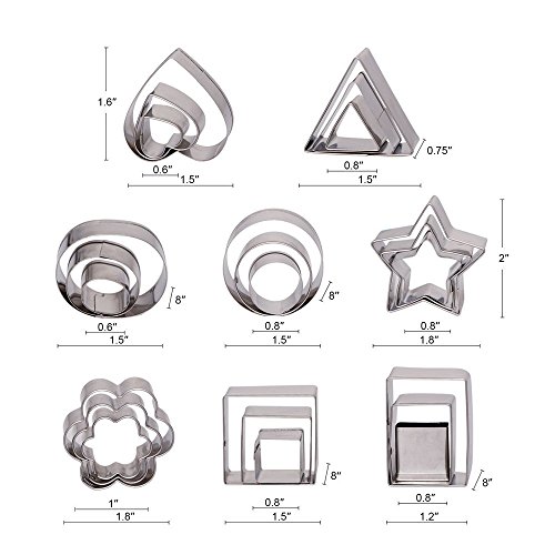 Ertek Cookie Cutters Set 24 Pieces Small Geometric Assorted Size
