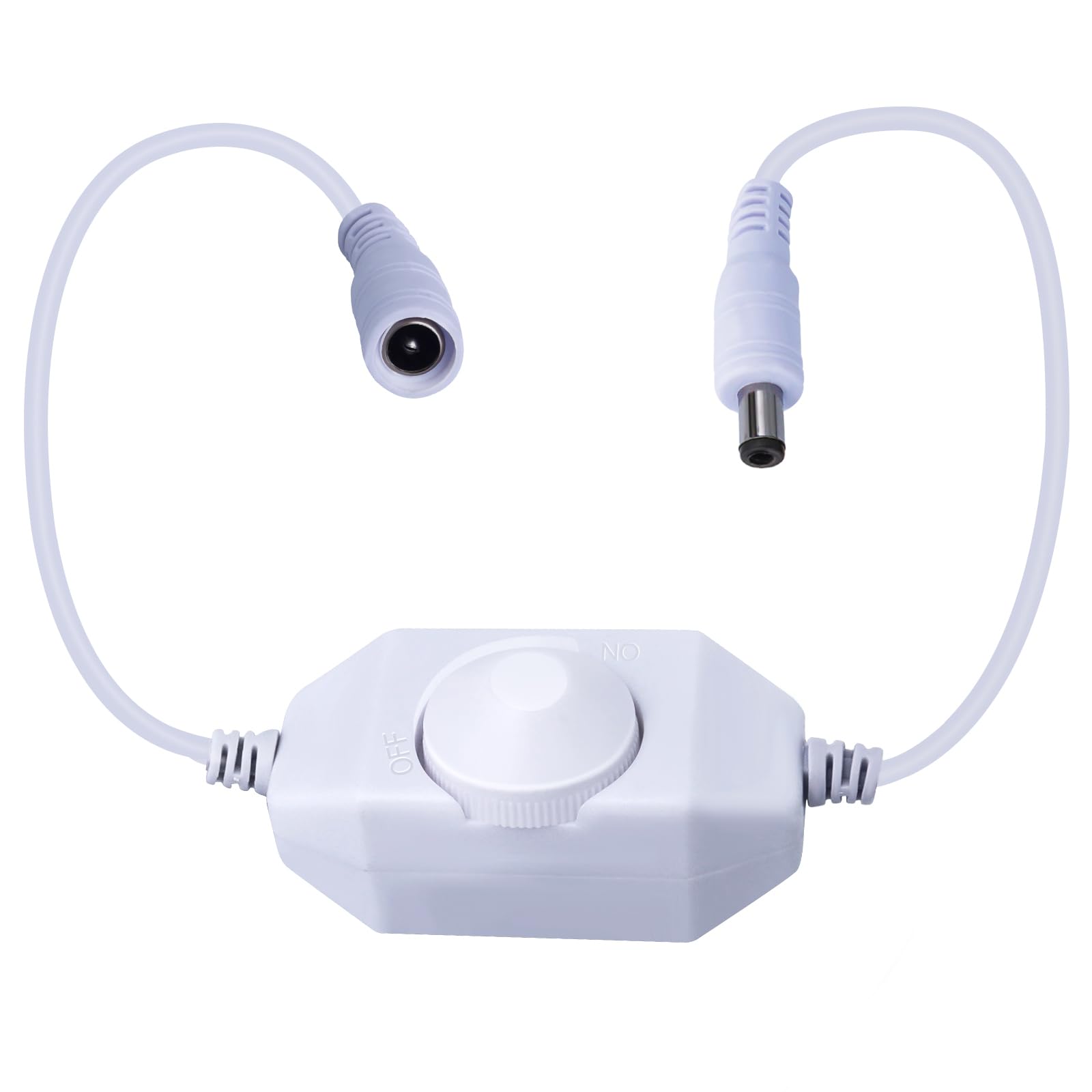 DC 12V-24V 3A PWM LED Strip Dimmer - Luxury Controller for LED Tape - Rotary Dimmer Switch with DC Jack (White 1Pcs)