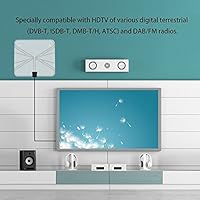 Amplified HDTV Antenna- Chapter Seven Digital Indoor TV Antenna, 50 Mile Range with Detachable Amplifier, 16.4 Ft Copper Coaxial Cable and USB Power Supply－Clear