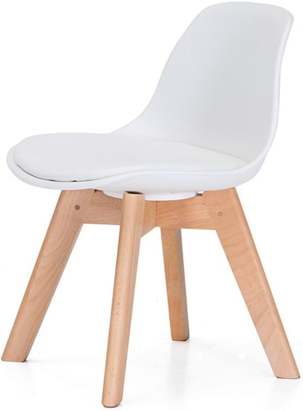 JUNDENGZI Children's Solid Wood Stool Backrest Chair Soft Bag Kindergarten Baby Chair Plastic White 37*42*54cm