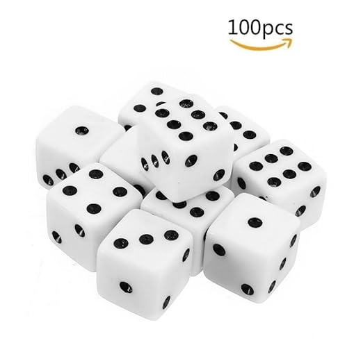 Dosige Würfelset 6seitig Würfel Dice Rollenspiel für Mathe Lernen Casino Spiele Party Favor und Geschenke Weiß 8mm 100 Stück
