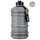 Big Water Bottle 2.2L Water Jug Crackle Coating Leak Proof Giant Gym Water Bottle For Women Men Fitness Athletic Outdoor Camping BPA Free Plastic Sports Black