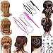 Gonikm Bun Maker Ponytail Holder -Topsy Tail Hair Tool Styling Accessories Set Bobby Pins Elastics Hair Braid Magic Twist Short & Long Hair for Womens & Girls (pink)