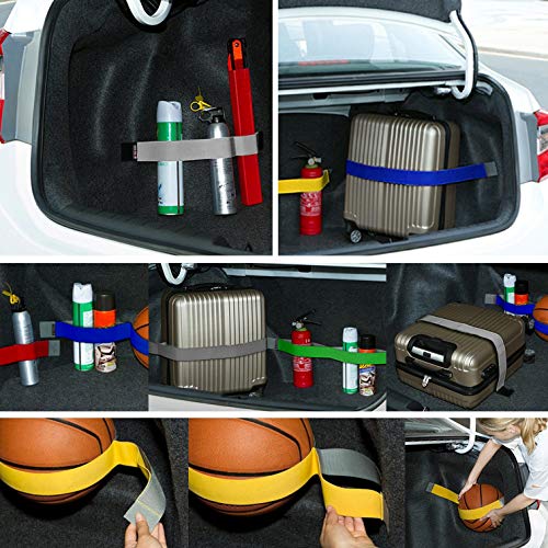 Universal Car Trunk Elastic Strap Belt - Cargo Storage Organizer Fixed Straps - Auto Hook & Loop Fastener - Automotive Storage Holder Belt - Vehicle Interior Organization made easy - 5 Pack Black&Gray - Thumbnail 5
