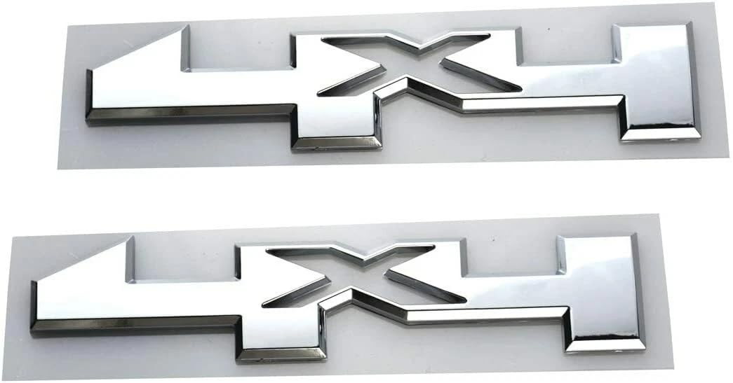Photo 1 of 2 Pack 4 x 4 Door Emblems 3D Badge 4x4 Nameplate Compatible with Sierra 1500 2500Hd 3500Hd SUV Truck (Chrome)