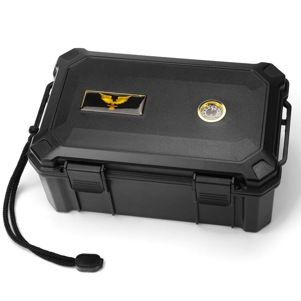 Photo 1 of Bald Eagle Cigar Humidor Box, Travel Humidor with Humidifier Hygrometer, Portable Case for 15-20 Cigars, Waterproof | Crushproof | Airtight