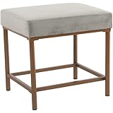 Spatial Order Hudson Modern Velvet Ottoman, Gold Metal Frame, Black