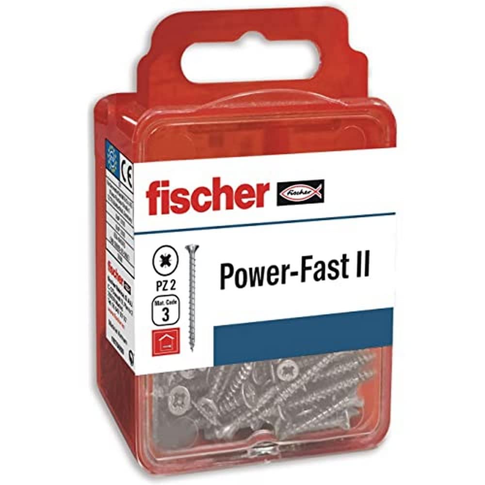 fischer 557509 Chipboard Screws PowerFast II CZF 5x40 BC with Countersunk Head, Full Thread and PZ Crimp (Box of 10 Screws)