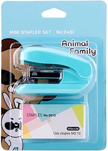 Cute mini Standard Desk Stapler, can use 1/4 inch leg length staples , 40 Sheets Capacity, with 640pcs staples,fit for office,school,lady girl gift, color Blue
