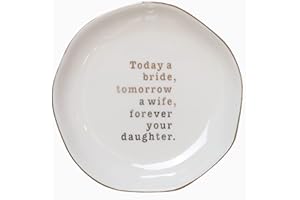 VINCOMIC Mother of Bride Ring Dish,Weeding Gifts for Mom from Daughter-Jewelry Dish Tray-Ceramic White