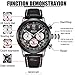 Watch Men Leather Luxury Brand Business Casual Date Chronograph Waterproof Sports Military Quartz Watches (Black red)