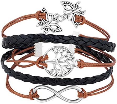 EV.YI Jewels Handmade Wrist Wrap Bangle Tree of Life Leather Rope Bracelet