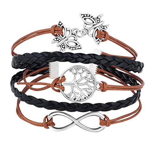 EV.YI Jewels Handmade Wrist Wrap Bangle Tree of Life Leather Rope Bracelet