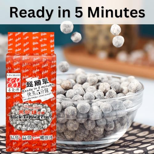 E-FA BRAND BUBBLE TEA BLACK TAPIOCA PEARL 2.2 LB (1 PACK), ORGANIC TAPIOCA GRANULES, READY IN 5 MINUTES- FLOUR FOR TAPIOCA STARCH FLOUR