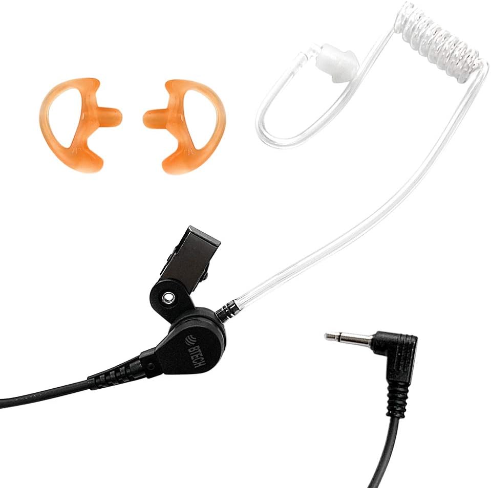 BTECH QHM01 3.5mm Listen-ONLY Heavy-Duty Surveillance Earpiece (Includes earmolds and Earbud) with Clear Acoustic Coil Tube for Two-Way Radios, Transceivers, and Radio Speaker Mics Jacks