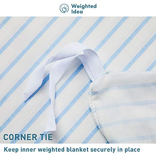 Weighted Idea Weighted Blanket Removable Duvet Cover 48''x78'' (100% Natual Cotton, Blue/White)