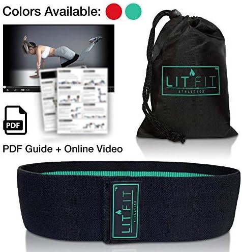 LIT FIT Loop Resistance Band for Legs and Butt with Online Workout Video, E-Guide & Carry Bag - Premium Heavy Duty Hip Band Circle - Non Slip Design - Peach Booty Band for Home Gym Workout
