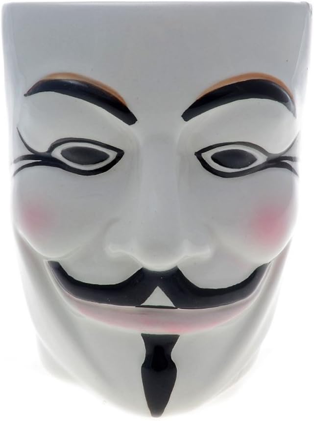 Guy Fawkes Anonymous Hacktivist V for Vendetta White Mask Face Coffee Tea Mug