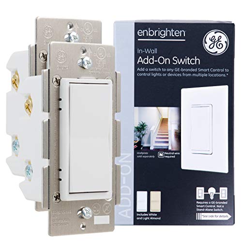 GE 47890 Enbrighten Add-On 2-pack Z-Wave Zigbee Smart Lighting Controls, Works with Alexa, Google Assistant, SmartThings NOT A STANDALONE SWITCH, White & Light Almond