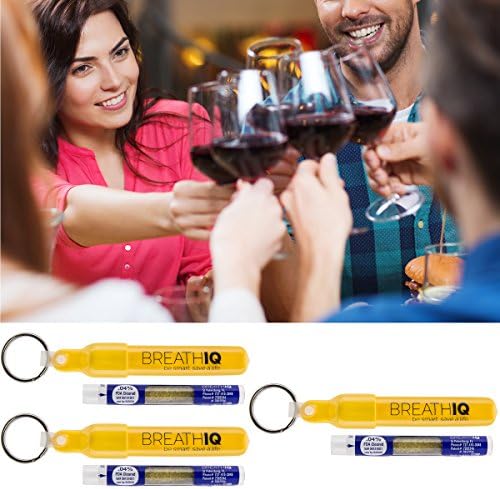 Breath IQ' Alcohol Breathalyzer (FDA Cleared) Portable Blood Alcohol Tester, Keychain & Refills .04 & .08, Disposable
