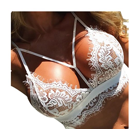 UPC 680177797370, Elastic Bandage Bra Clearance !!! Women Lace Lingerie Strap Bralette Bustier Top (White, M)