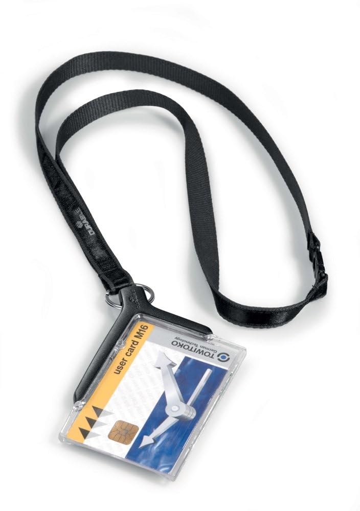 Durable Security Pass Holder Deluxe 54 x 85 mm with Lanyard Transparent | Pack of 10 Name Badges | Made of Strong Clear Acrylic