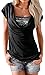 Makkrom Women's Sequin Stitching Cowl Neck T Shirt Tops