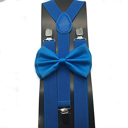 Awesome Blue Wedding Accessories Adjustable Bow Tie & Suspenders