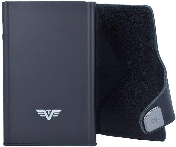 Tru Virtu® Card Holder Click & Slide Nappa Black/Black I Credit Card Holder Wallet I Card-Holder-RFID-NFC-Protection I Wallet Made of Real Italian Leather I Purse I Slim Wallet - Image 3