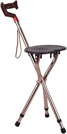 Amazon ステッキチェア 杖 多点杖 3脚杖 折りたたみ 長さ調整可能 軽量歩行支援 高齢者いす すこやかステッキ ステッキチェアー アルミ製介護 福祉る父の日 母の日 敬老の日 おしゃれ ラッピング プレゼント贈り物ギフト ブラウン Tamiava 折りたたみ杖