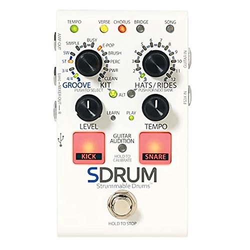 DigiTech SDRUM Auto drummer Guitar Pedal Stompbox sized Drum Machine with Automatic Accompaniment Creation Bundle with DigiTech FS3X Three Function Foot Switch