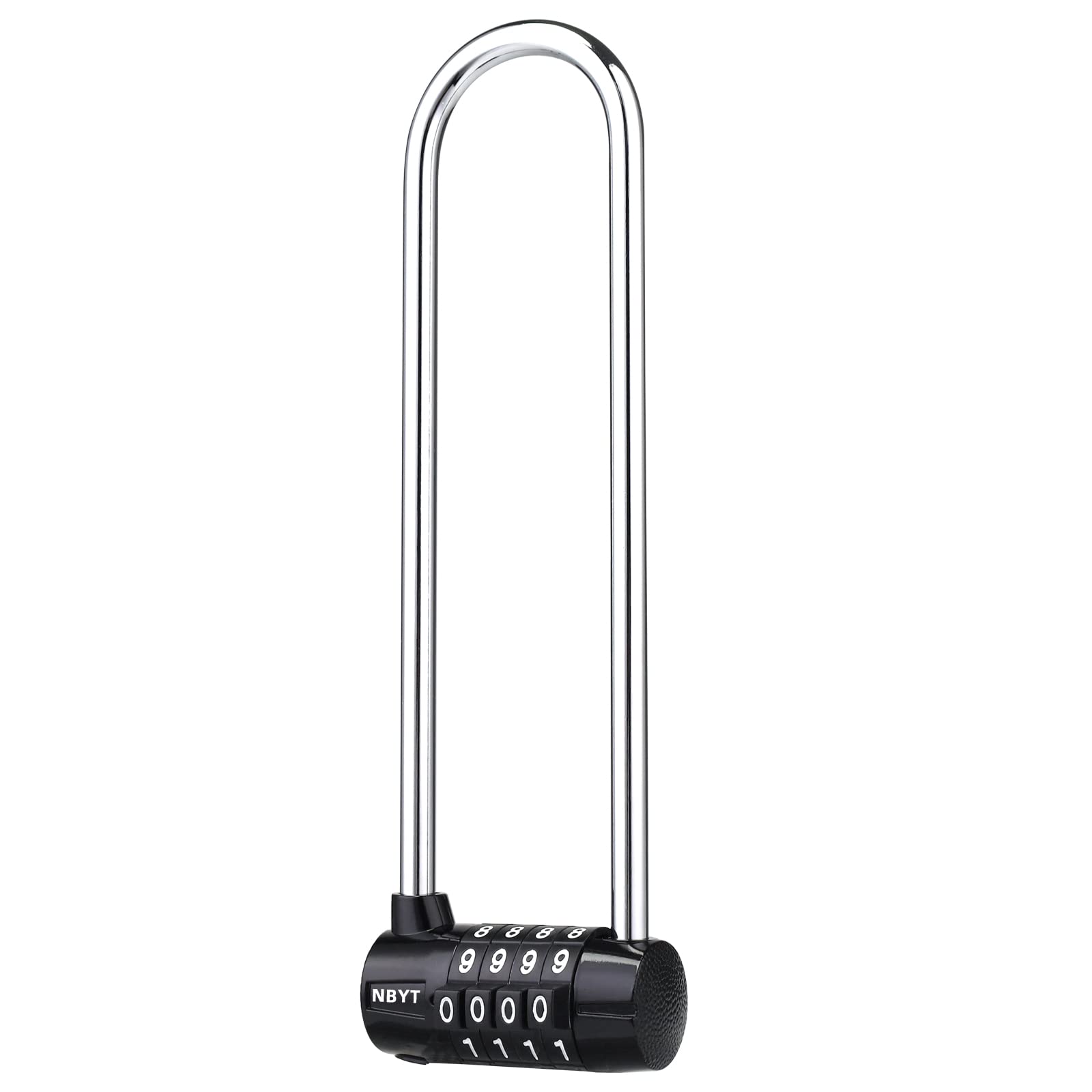 NBYT 4-Digit Combination Padlock, Door Handle Padlock, Suitable for lockers, Filing cabinets, wardrobes, Small Fences, Sheds, pet Door Locks. (6.3in (D9/32))