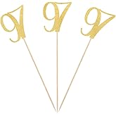 Gold Glitter 97th Birthday Centerpiece Sticks, 12-Pack Number 97 Table Topper Anniversary Party Decorations