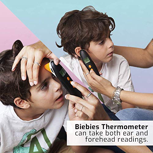Biebies Forehead and Ear Thermometer - Instant, 1-Second, Accurate Infrared Reading of Body, Object Temperature- Medical Digital Thermometer with Memory Recall Log for Baby, Toddler, Kids and Adults