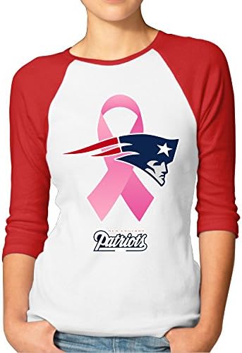 ReBorn Women's New England Ribbon Patriot 3/4 Sleeve Raglan Tshirt Red XL