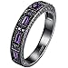 BOHG Jewelry Womens Black Gold Plated New Fashion Mysti Purple Amethyst Cubic Zircon Crystal Ring Wedding