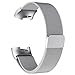 POY Metal Replacement Bands Compatible for Fitbit Charge 3 Charge 3 SE Fitness Activity Tracker, Milanese Loop Stainless Steel Bracelet Strap Unique Magnet Lock Women Men, Large Silver