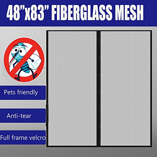 Fiberglass Mesh Magnetic Screen Door 48x83 with Full Frame Velcro,Instant Mosquito and Flying Insects Bug Out Net Curtain,Magic Mesh Curtain Black Fiberglass Mesh Magnetic Screen Door 48"x83" with Full Frame Velcro,Instant Mosquito and Flying Insects Bug Out Net Curtain,Magic Mesh Curtain Black