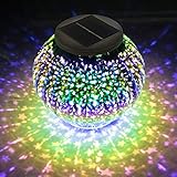 Hallomall Solar Table Lights, Color Changing Solar Powered Glass Ball Led Garden Lights, Outdoor Waterproof Solar Night Lights for Decorations, Ideal Gifts