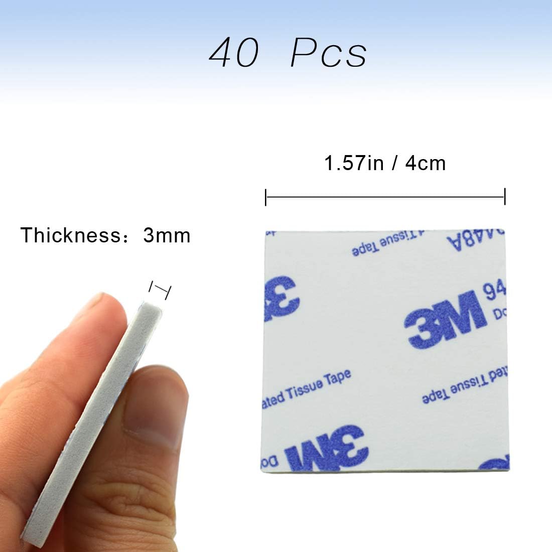 Aurorali Double Sided Sticky Pads White, 40 Pcs Adhesive Sticky Foam Pads Mounting Tape, Squares (40mm x 40mm) - Image 4