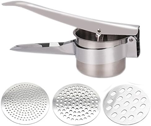 MINIYO Stainless Steel Potato Ricer with 3 Interchangeable Fineness (Fine, Medium, Coarse),Baby Food Strainer