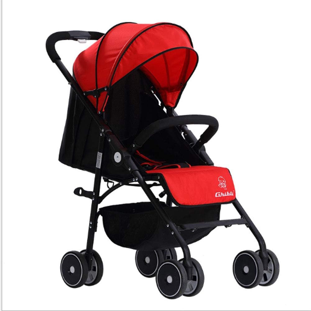 SHOWGG Baby Stroller, Lightweight Folding Stroller, high Landscape Stroller City Luxury Stroller,Red