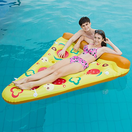 JOYIN Giant Inflatable Pizza Slice Pool Float, Fun Pool Floaties, Swim Party Toy, Summer Pool Raft (1 Pack), Extra Large with Cup Holders