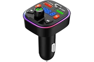 QUANTUM QUENCH HUB (QQH) QQH Bluetooth FM Transmitter: Car Adapter Featuring Dual USB Charging, MP3 Player, Hands-Free Calling, and 7-Color LED Backlit Light – The Best Car Charger with TF Card & USB Disk Support