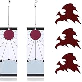 Tanjiro Earrings Hanafuda Sun Anime Cosplay Earrings with Tattoo