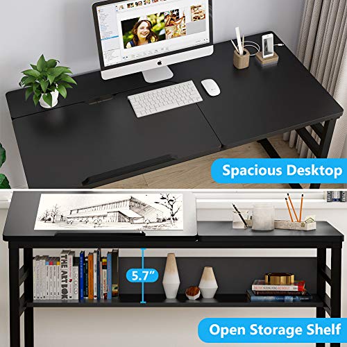 Tribesigns Modern Drafting Desk Drawing Table with Storage Shelf, 55