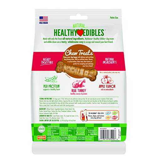 Nylabone Healthy Edibles Natural Long Lasting Dog Chew Treats Turkey & Apple Petite 12 Count - //medicalbooks.filipinodoctors.org