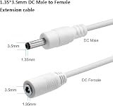 Liwinting 2m DC Power Extension Cable 1.35x3.5mm Male Female Jack White Camera view 2