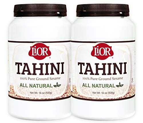 LiOR All Natural Tahini | 100% Pure Stone Ground Sesame | Best for Hummus, Dressings, Sauce | Single-Sourced Ethiopian Origin | Vegan | Paleo | Kosher | 16oz Jar (Pack of 2)